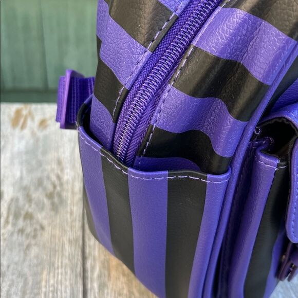Wednesday Addams Nevermore Academy Striped Mini Backpack, Purple/Black main image 11